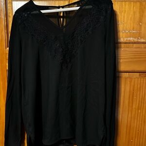 Ann Taylor Black Long Sleeve Blouse
